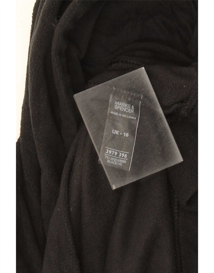Marks & Spencer Damen-Fleecepullover mit Kapuze, UK 16, Größe L, Schwarz, Polyester