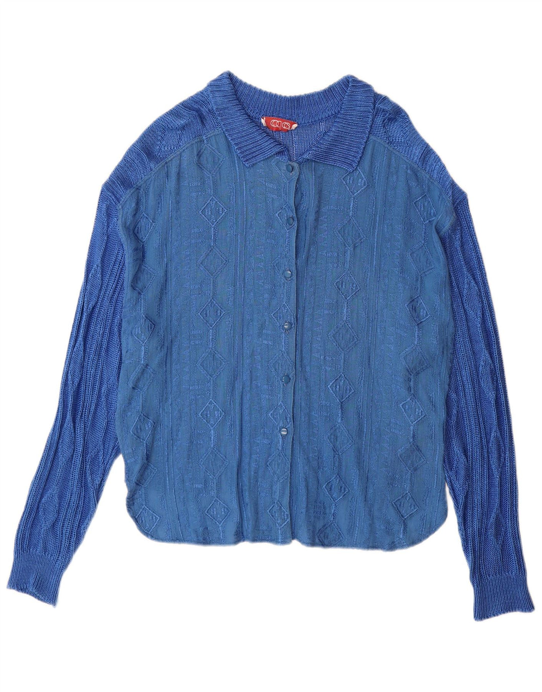 Vintage Damen Cardigan Pullover IT 44 Mittelblaue geometrische Viskose