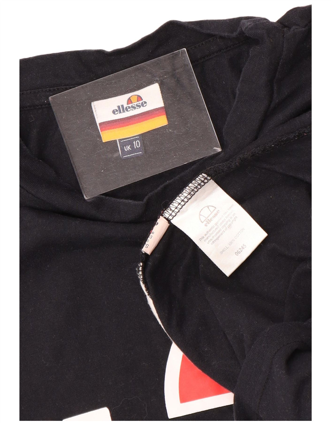 ELLESSE Grafik-T-Shirt für Damen, UK 10, Größe S, Schwarz, Colourblock-Baumwolle
