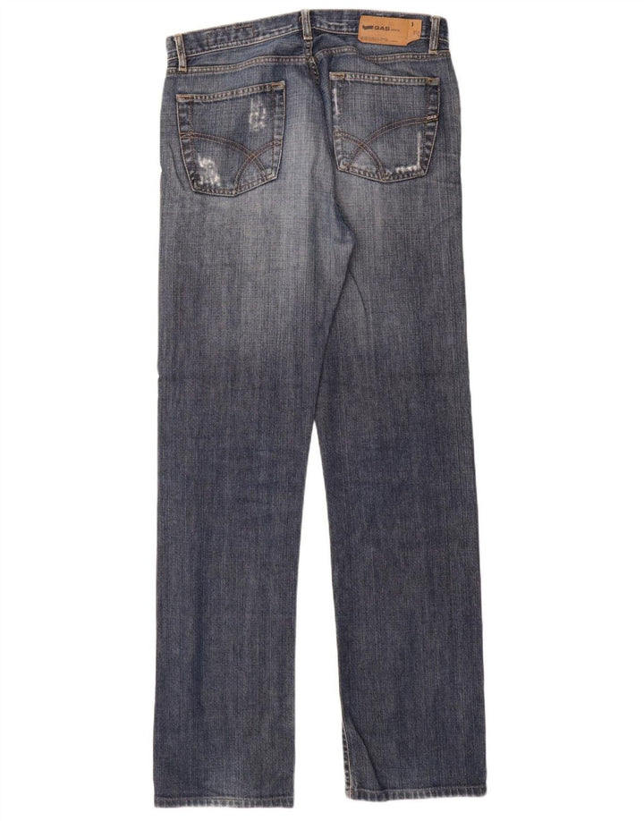 Gas Herren Straight Jeans W33 L34 Blaue Baumwolle