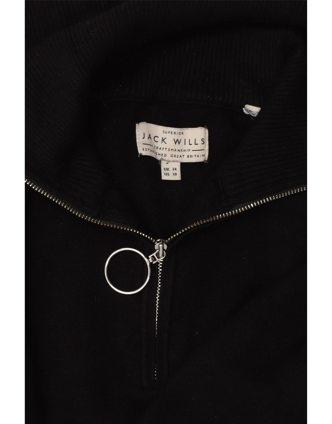JACK WILLS Damen-Pullover, übergroß, mit Reißverschluss, Größe 44, Schwarz