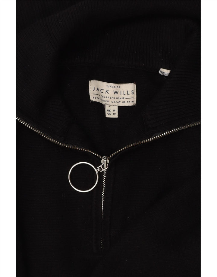 JACK WILLS Damen-Pullover, übergroß, mit Reißverschluss, Größe 44, Schwarz