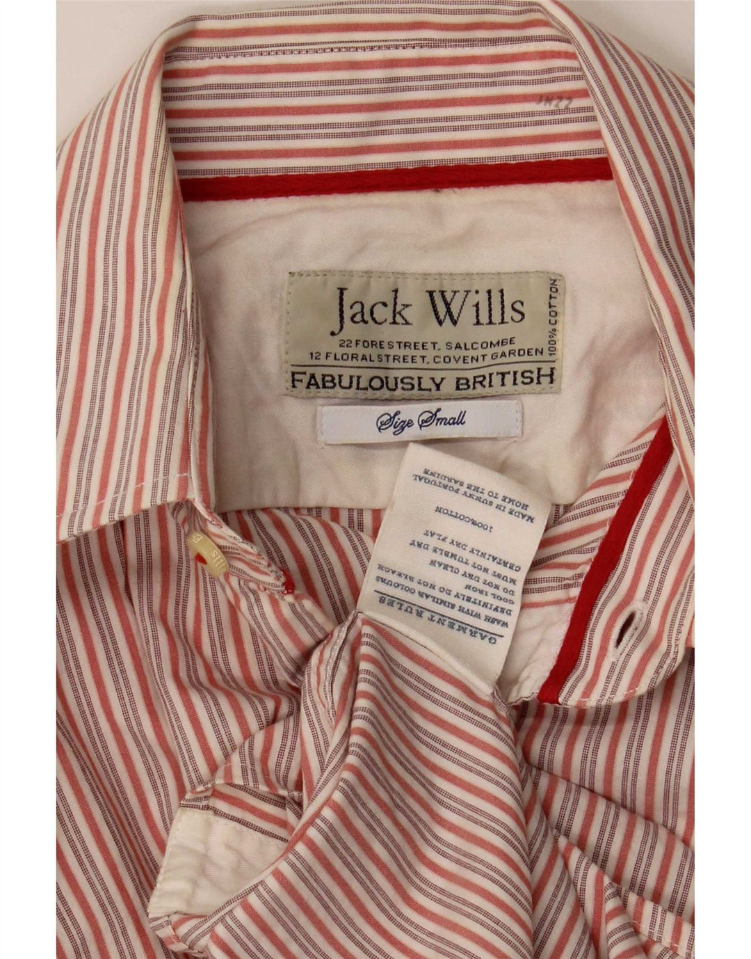 Jack Wills Herrenhemd aus Baumwolle, klein, rot gestreift
