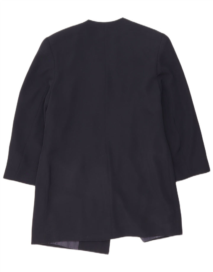 Lybido Zweireihiger Damenmantel IT 44 Mittelmarineblaues Blumenmuster aus Polyester
