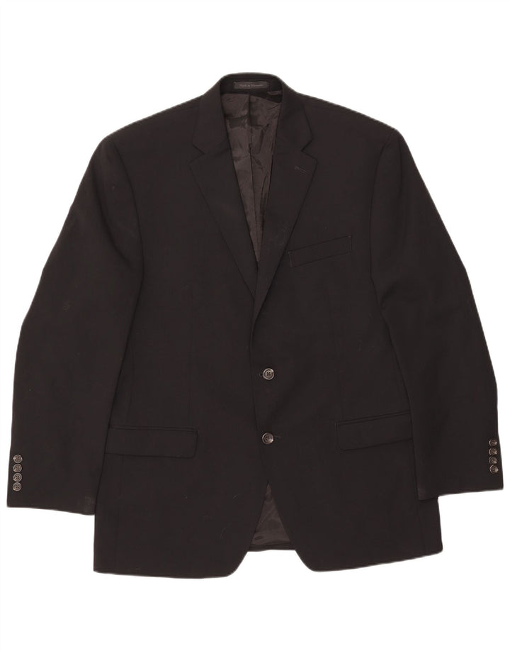 Chaps Herren-Blazer mit 2 Knöpfen, UK 42, XL, schwarze Wolle