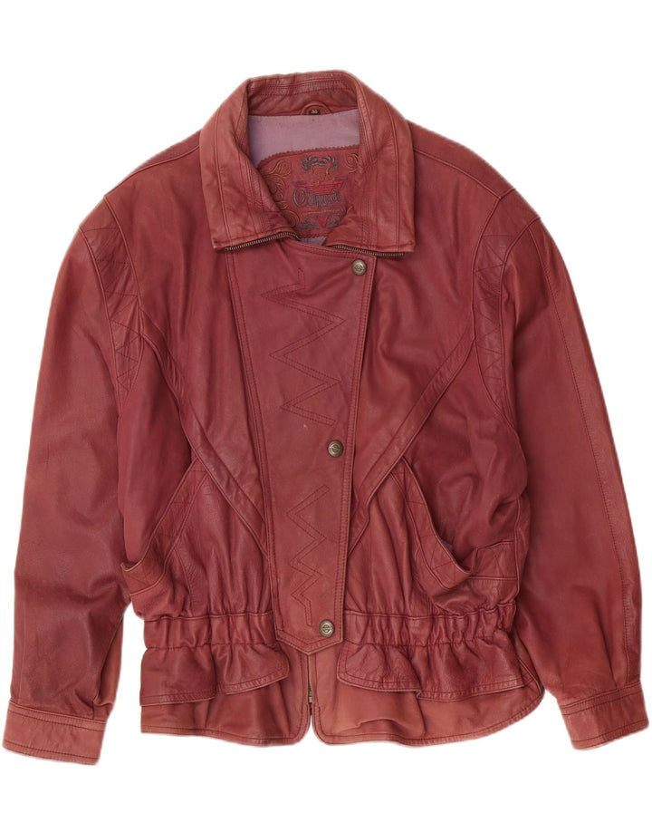 VINTAGE Womens Leather Jacket EU 40 Medium Burgundy Leather Vintage Vintage and Second-Hand Vintage from Messina Hembry 