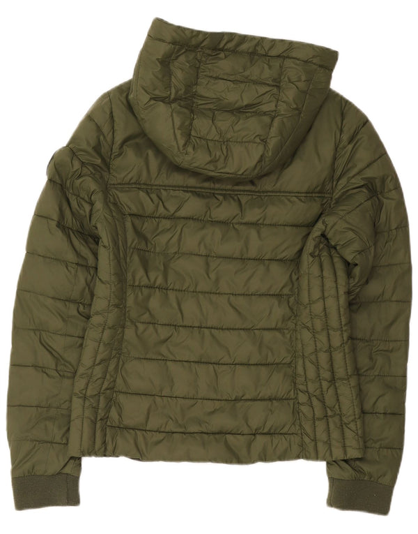 Hollister Wattierte Damenjacke mit Kapuze, UK 10, Small, Khaki, Nylon
