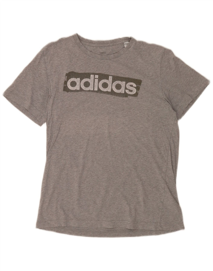 Adidas Herren Grafik-T-Shirt aus mittelgrauer Baumwolle