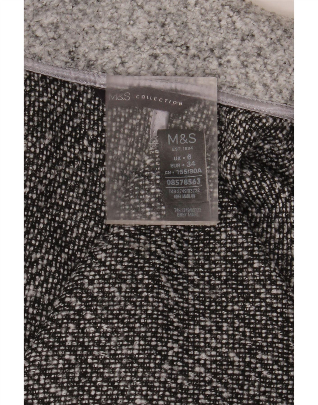 MARKS & SPENCER Damen Übergroßer offener Mantel UK 6 XS Grau meliert