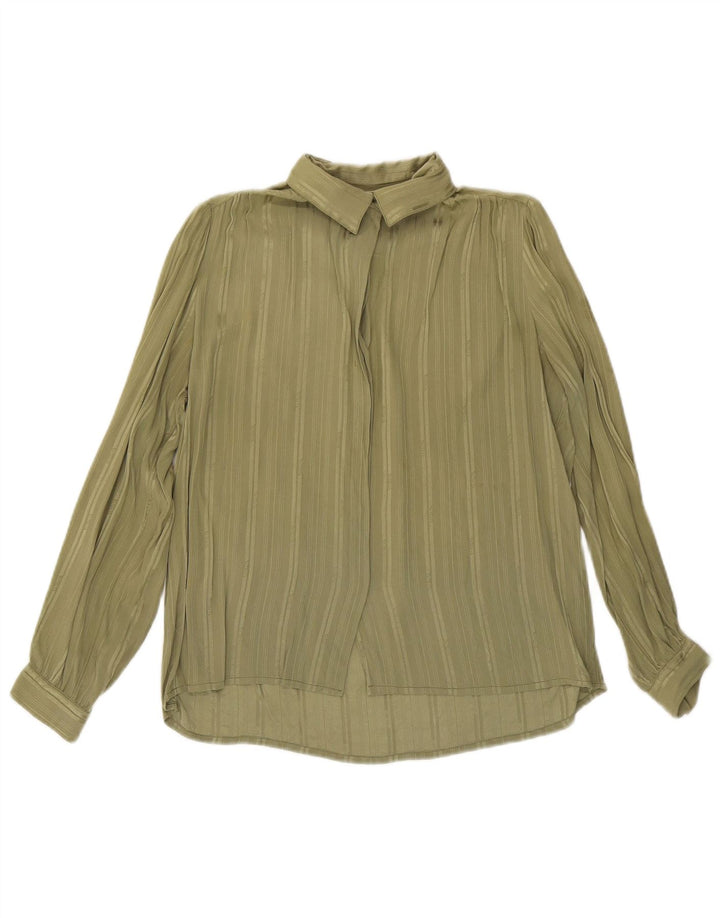 Vintage Damen Shirt UK 16 Groß grün gestreift