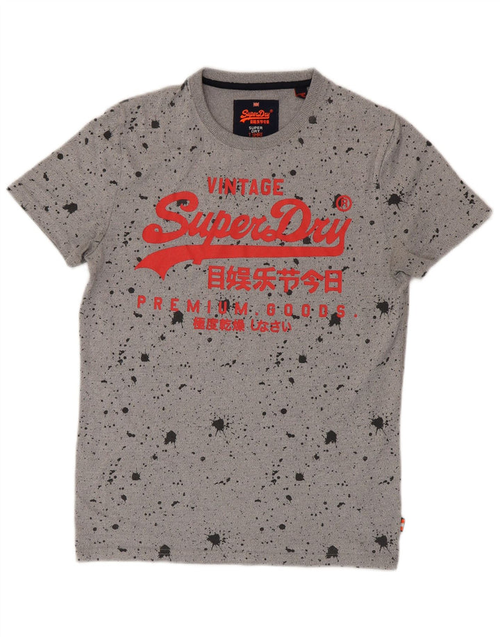 Superdry Herren-T-Shirt mit Grafik, Größe S, grau gesprenkelte Baumwolle