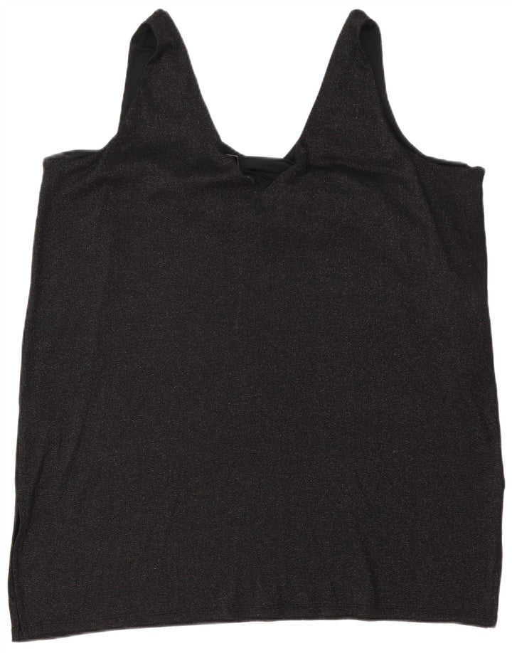 Marks & Spencer Damen Ärmelloses Tunikakleid UK 24 4XL Schwarz Polyester