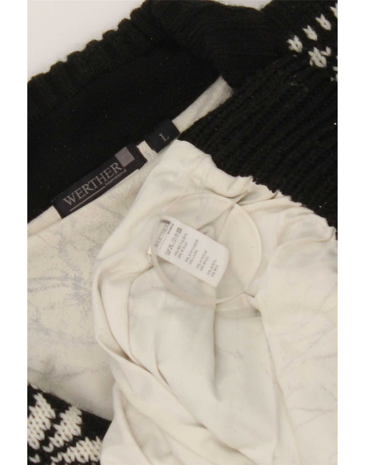 Werther Herren-Pullover mit Reißverschluss am Hals, groß, Schwarz, Fair-Isle-Polyacryl