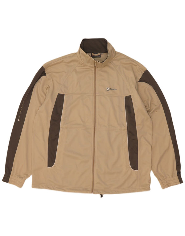 Lotto Herren-Trainingsanzug-Oberteil, Jacke, 2XL, Beige, Farbblock-Polyester