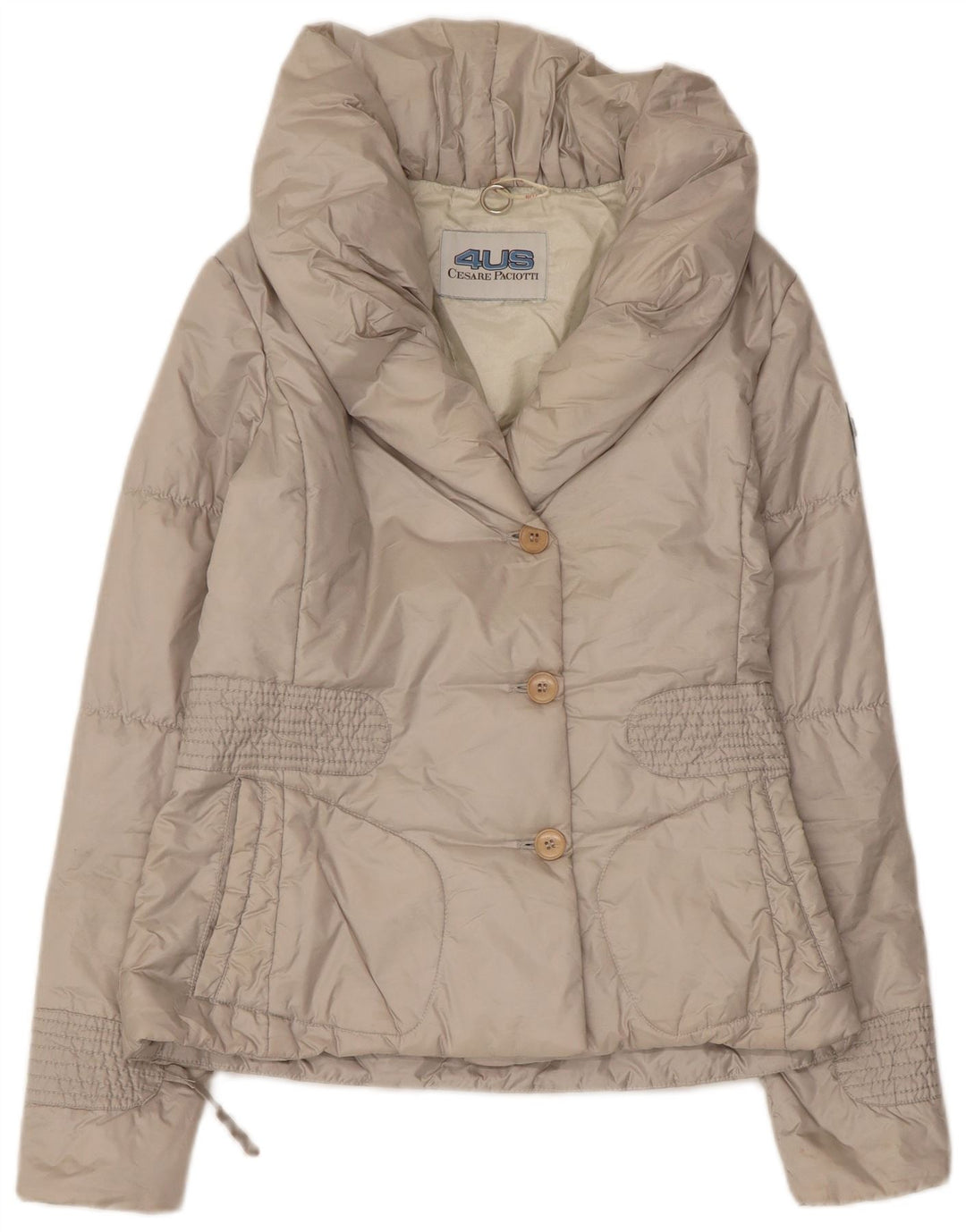 CESARE PACIOTTI 4US Wattierte Damenjacke IT 42 Mittelgraues Polyamid