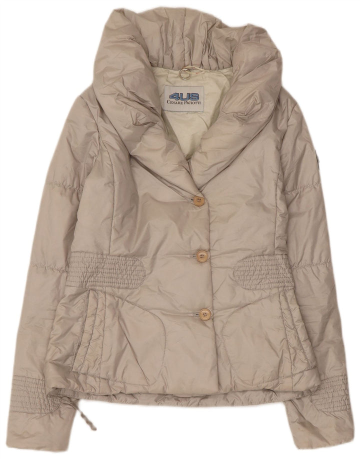 CESARE PACIOTTI 4US Wattierte Damenjacke IT 42 Mittelgraues Polyamid