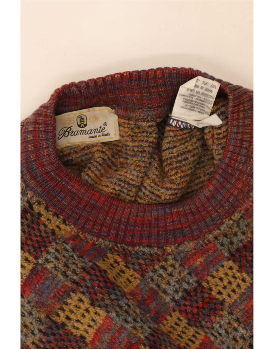 Bramante Herren-Pullover mit Rundhalsausschnitt, XL, mehrfarbige geometrische Wolle