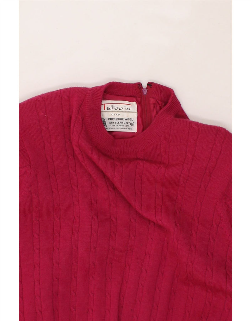 TALBOTS Womens Long Sleeve Jumper Dress UK 8 Small Pink Virgin Wool Vintage Talbots and Second-Hand Talbots from Messina Hembry 