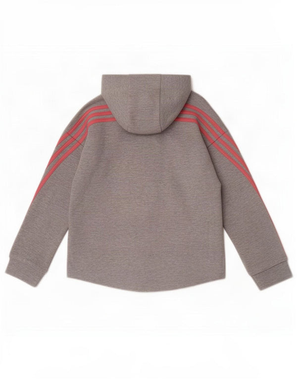 Adidas Mädchen-Kapuzenpullover mit Reißverschluss, 9–10 Jahre, grau gefleckte Baumwolle