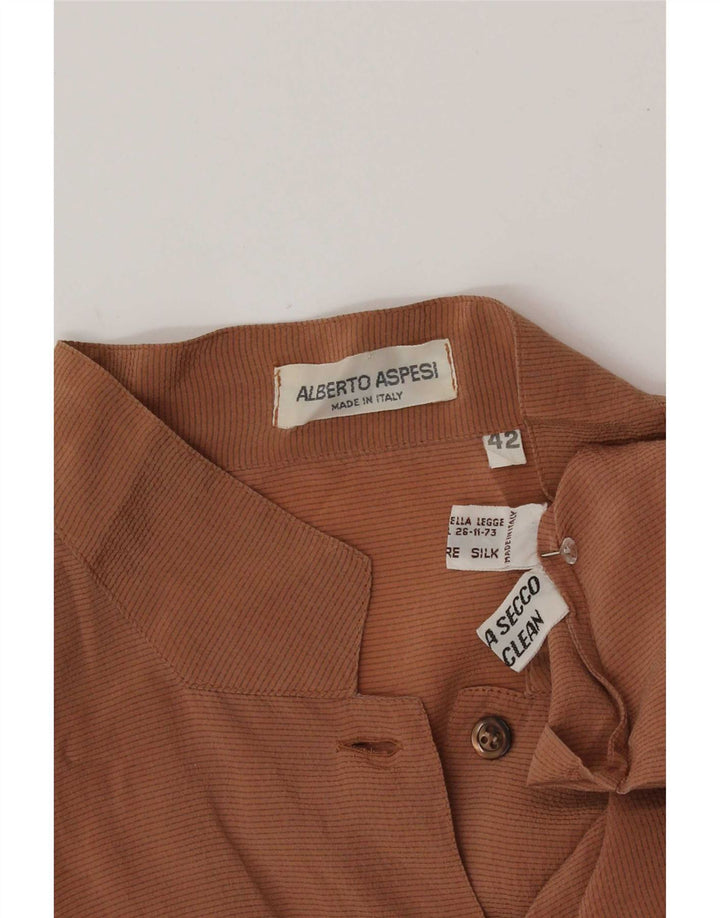 Alberto Aspesi Damen Hemdbluse IT 42 Mittelbraune Seide