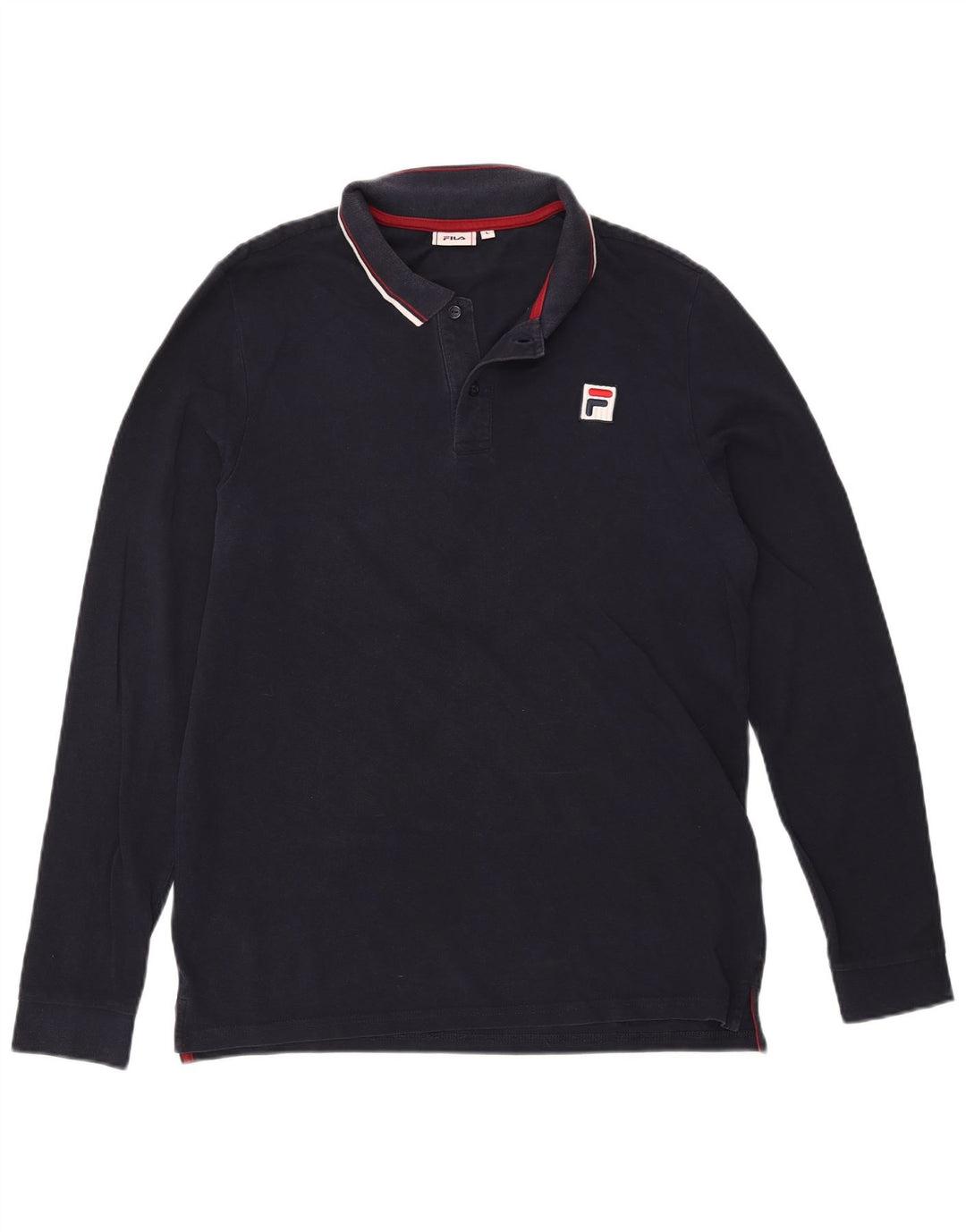 Fila Herren-Langarm-Poloshirt, groß, marineblau, Baumwolle