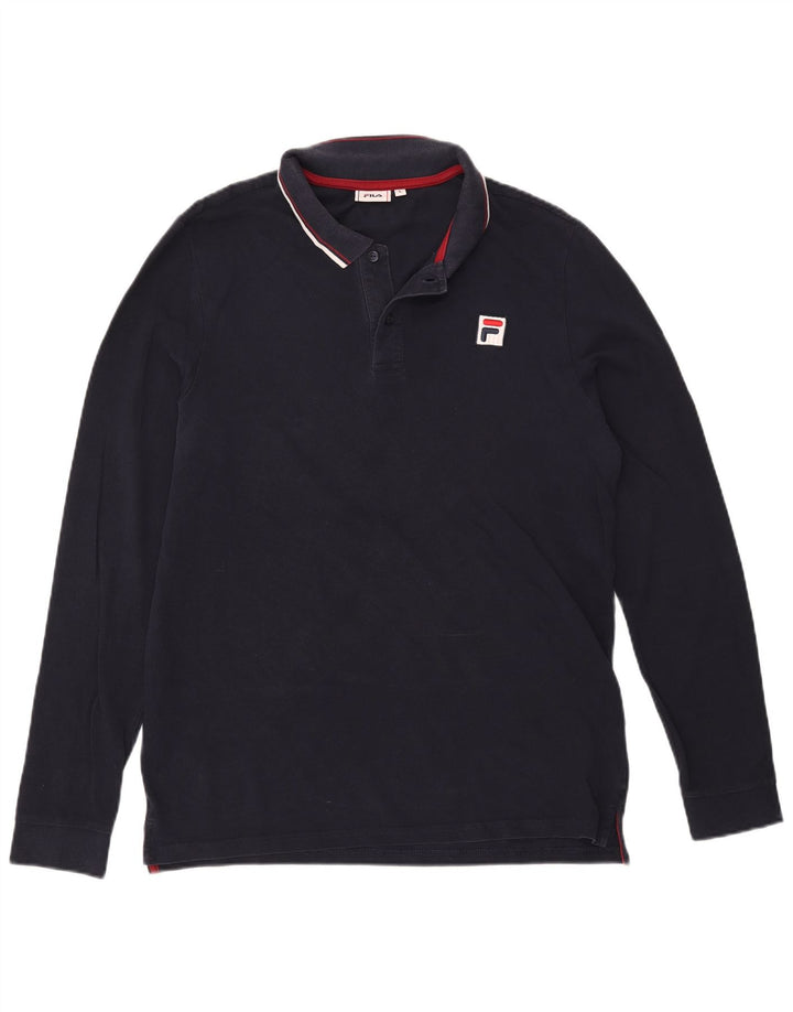 Fila Herren-Langarm-Poloshirt, groß, marineblau, Baumwolle