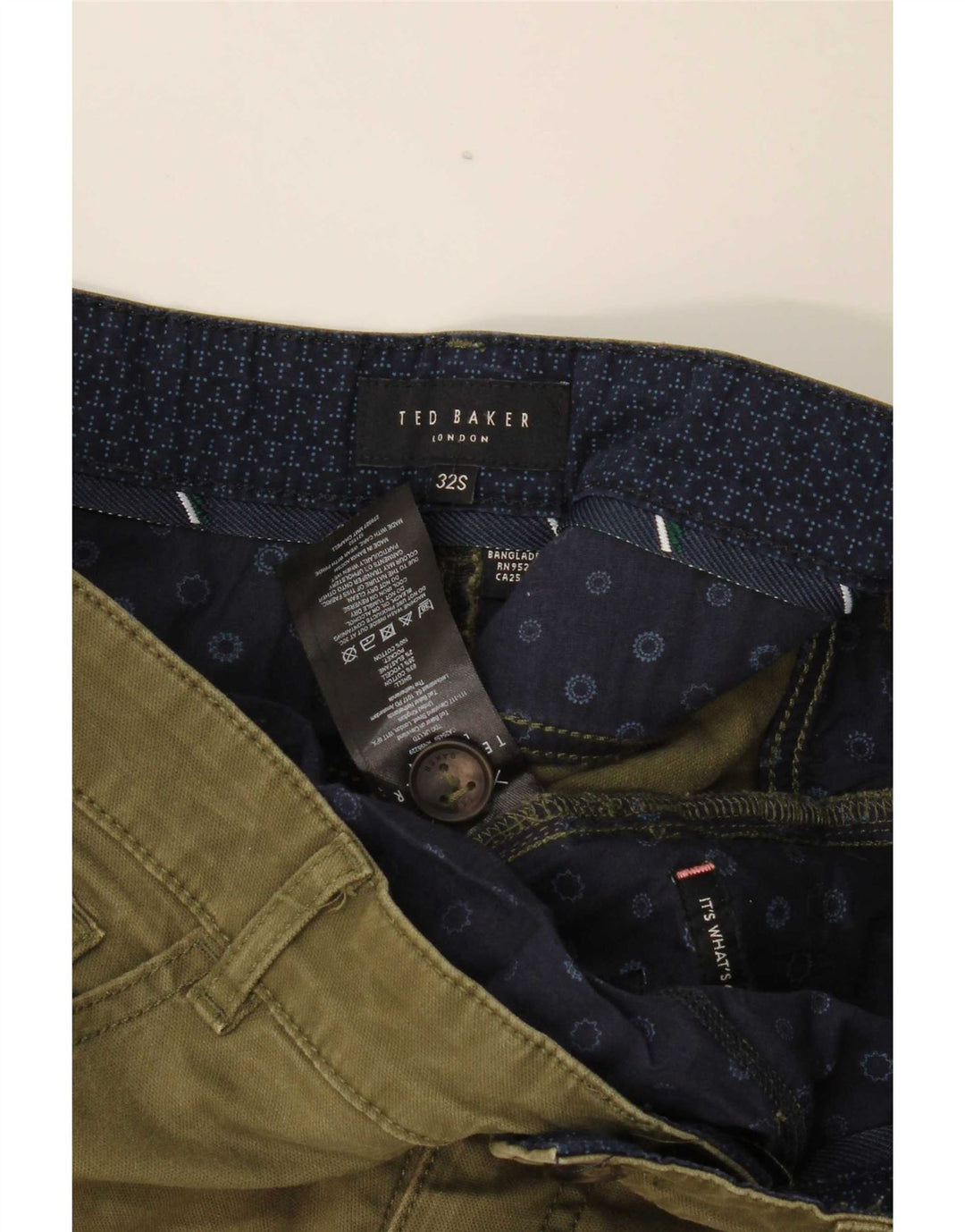 Ted Baker Slim Freizeithose für Herren, W32, L29, Khaki, Baumwolle