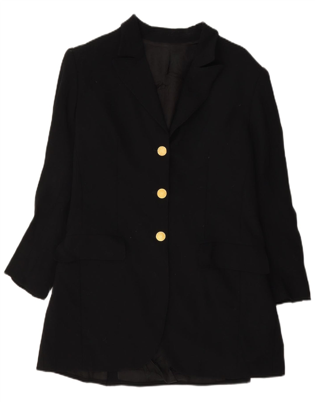 Ratti Damen Longline 3-Knopf-Blazerjacke IT 44 Mittelschwarze Wolle