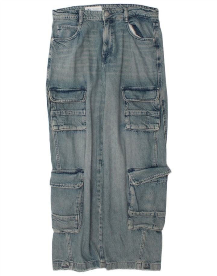 Zara Damen Cargo Straight Jeans EU 38 Small W28 L31 Blau