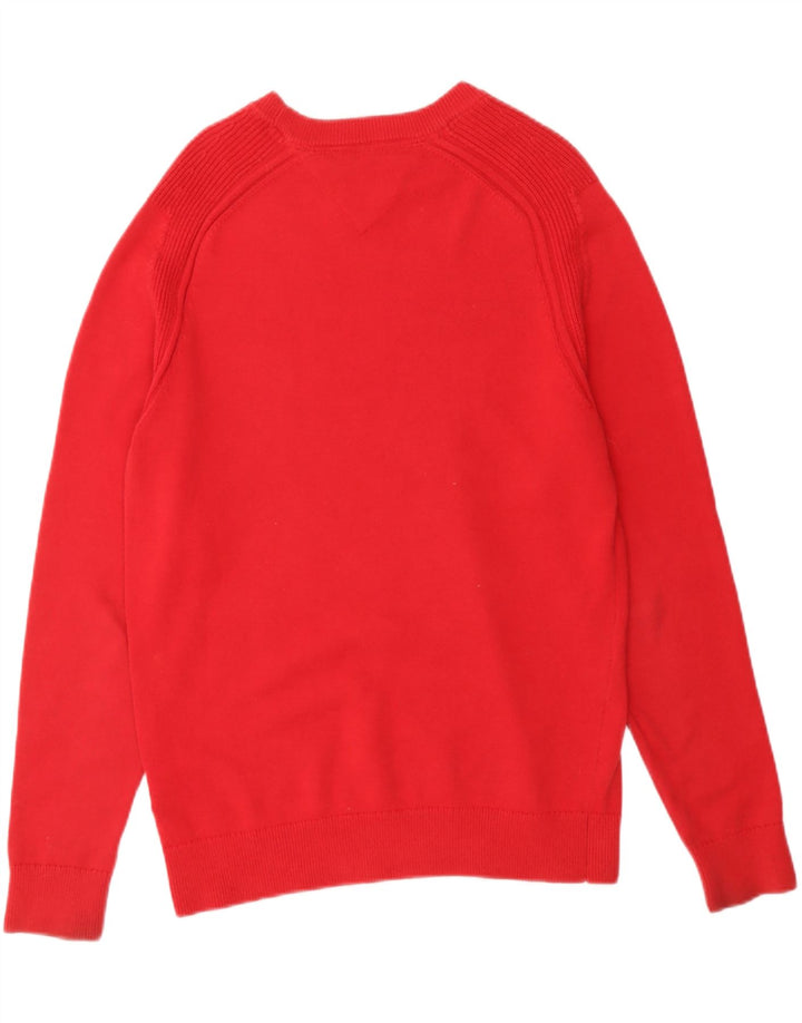 TOMMY HILFIGER Mens Crew Neck Jumper Sweater Small Red Cotton Vintage Tommy Hilfiger and Second-Hand Tommy Hilfiger from Messina Hembry 