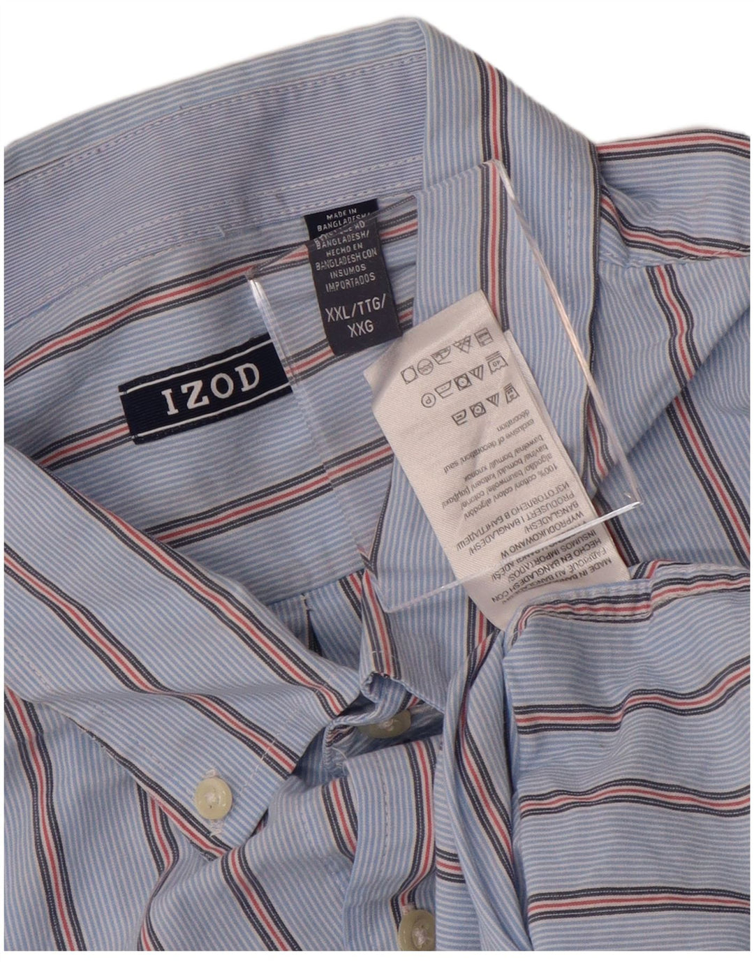 IZOD Herrenhemd 2XL Blaue Nadelstreifen-Baumwolle
