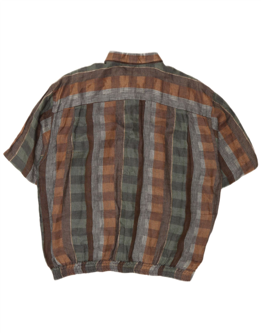 Vintage Herren Kurzarm-Pullover-Hemd XL Mehrfarbiges Karo-Leinen