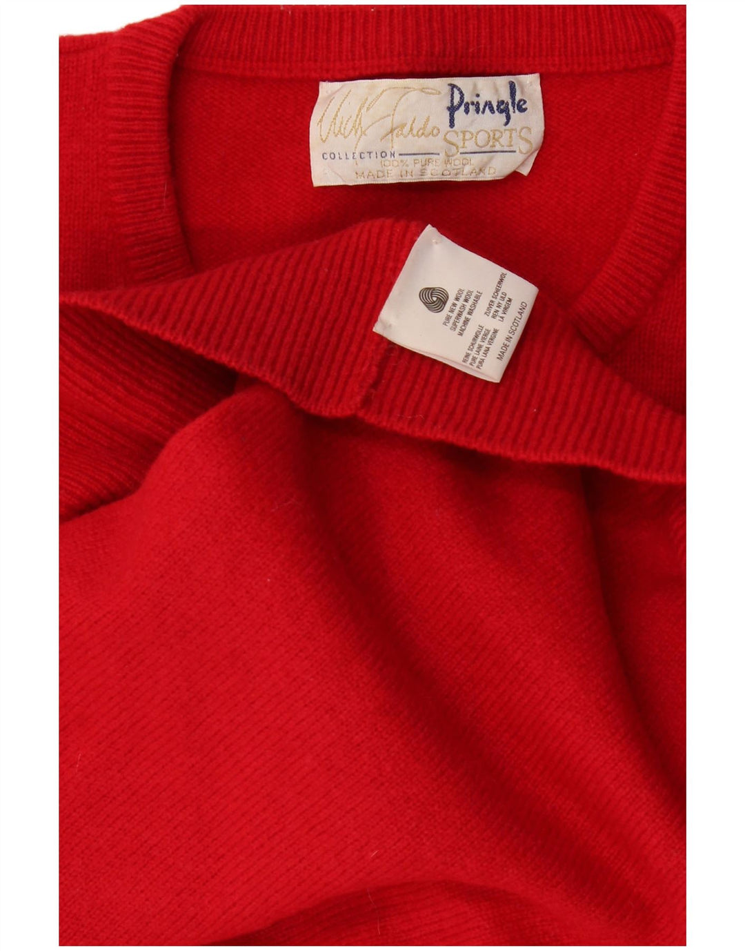 Pringle Herren-Pullover mit grafischem Rundhalsausschnitt, XL, rote Schurwolle