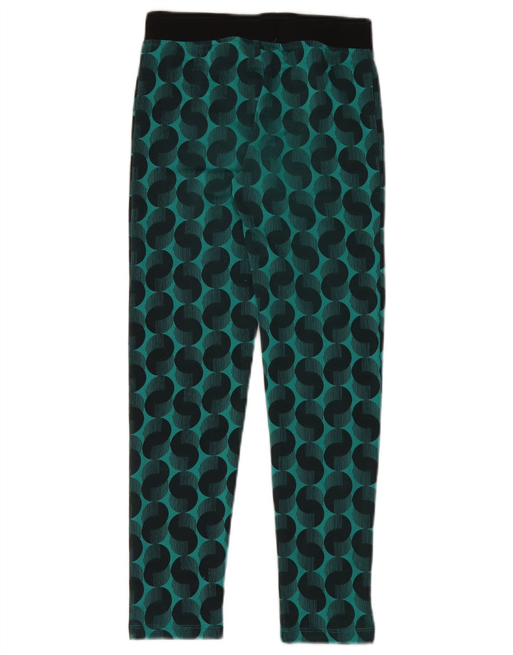 Puma Mädchen-Leggings, 9–10 Jahre, mittelgrünes geometrisches Polyester