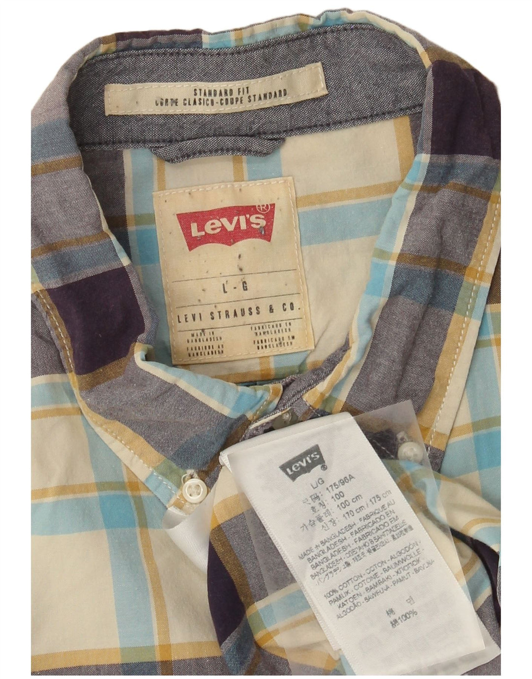 Levi's Herren-Hemd in Standard-Passform, groß, beige, kariert, Baumwolle