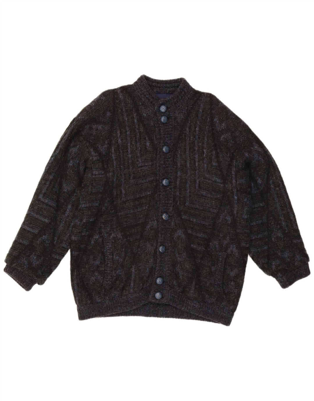 Vintage Herren Cardigan Pullover groß schwarz geometrisch
