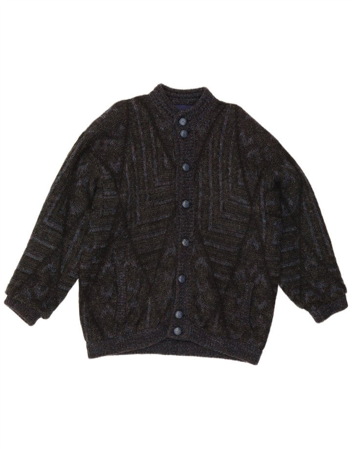 Vintage Herren Cardigan Pullover groß schwarz geometrisch
