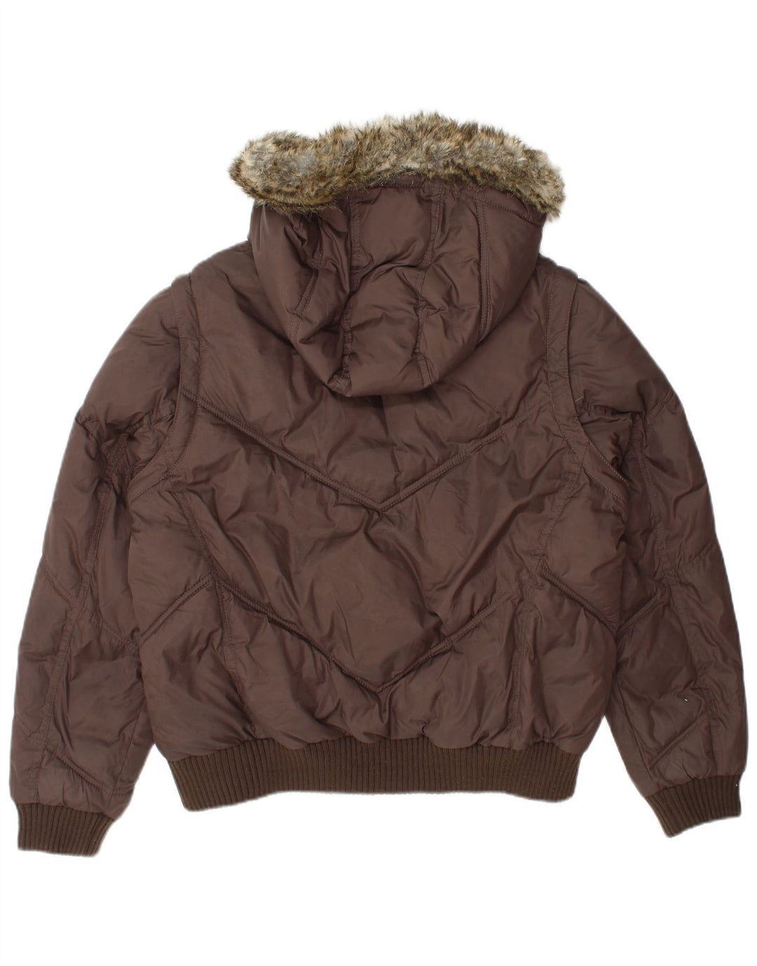 Marks & Spencer Wattierte Damenjacke mit Kapuze, UK 14, Größe L, Braun, Polyamid