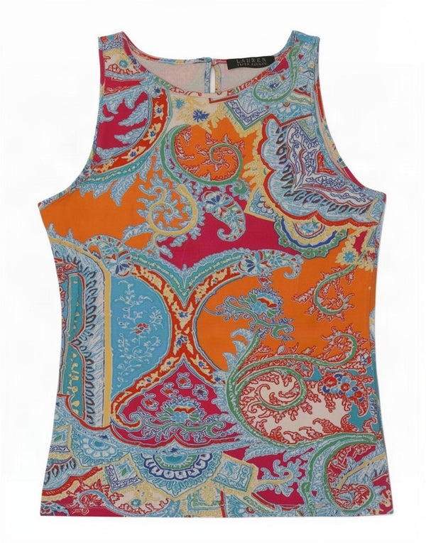 Ralph Lauren Damen-Bluse, ärmellos, Gr. 10, klein, mehrfarbig, Paisleymuster