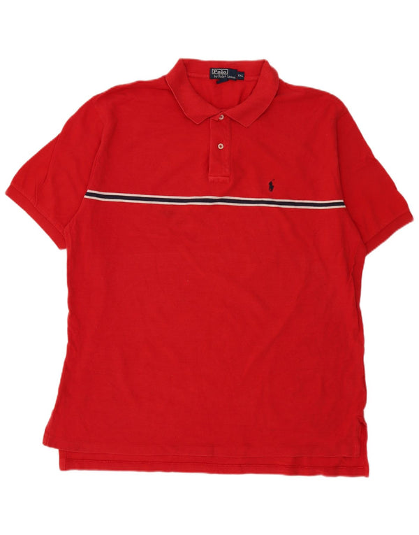 Polo Ralph Lauren Herren-Poloshirt 2XL rot gestreift aus Baumwolle