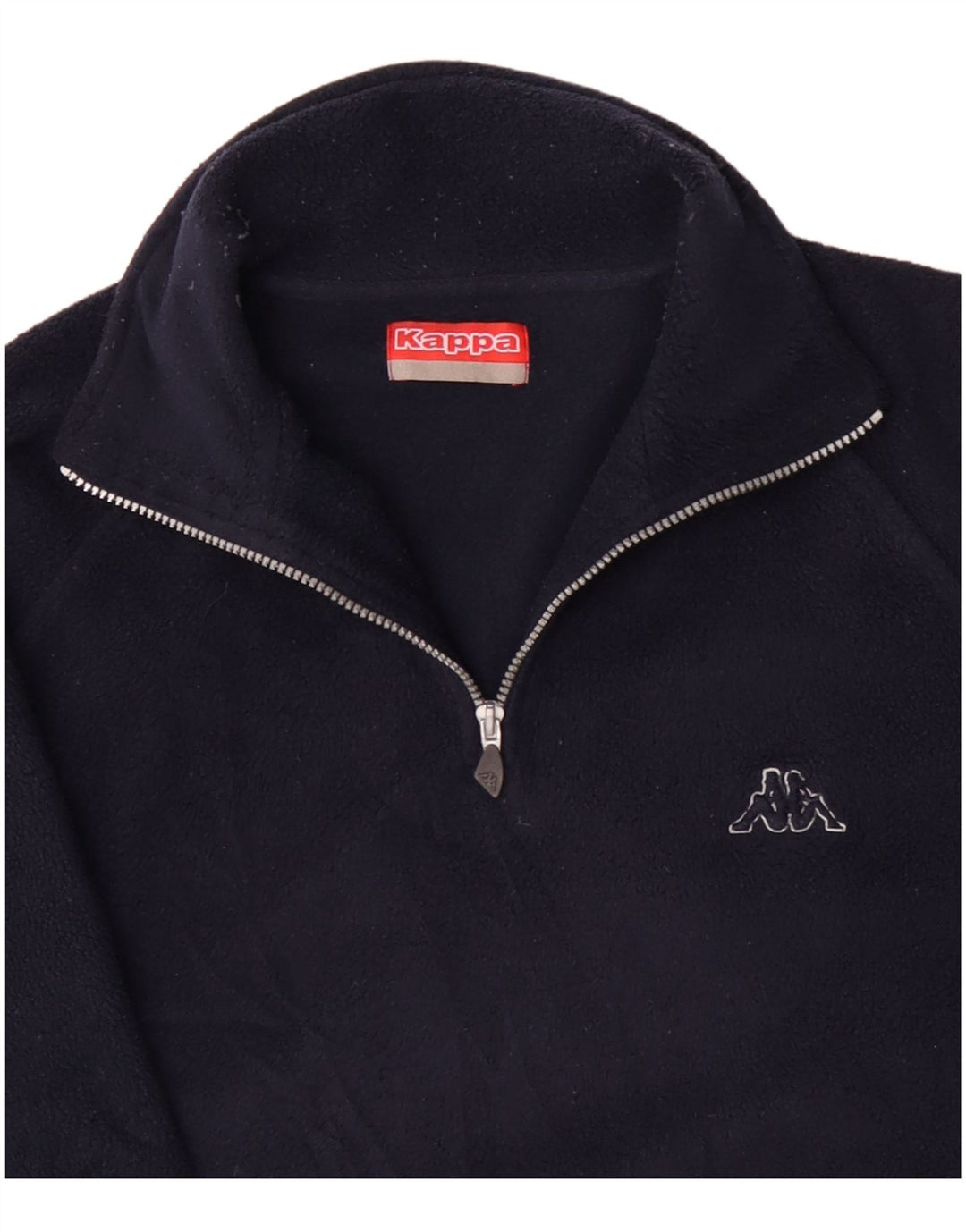 Kappa Herren-Fleecepullover mit Reißverschluss am Hals, groß, marineblaues Polyester