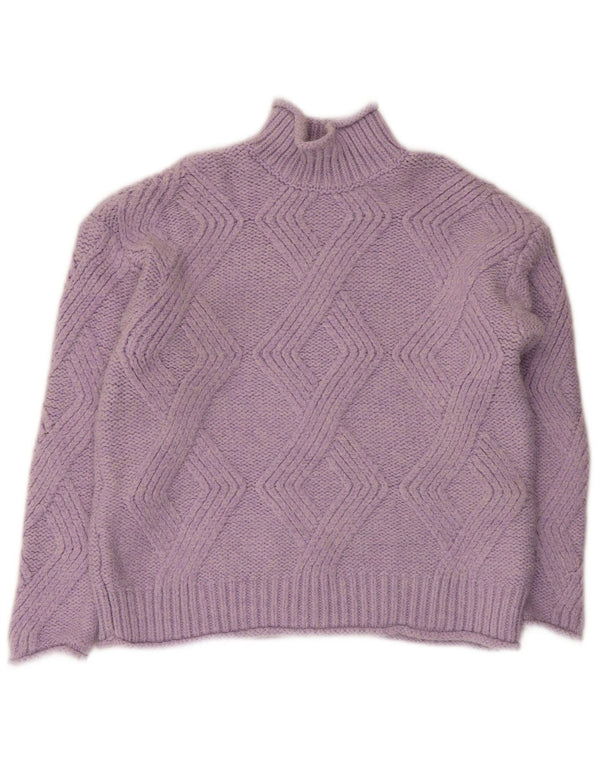 Marks & Spencer Womens Crop Turtle Neck Jumper Sweater UK 10 Small Purple