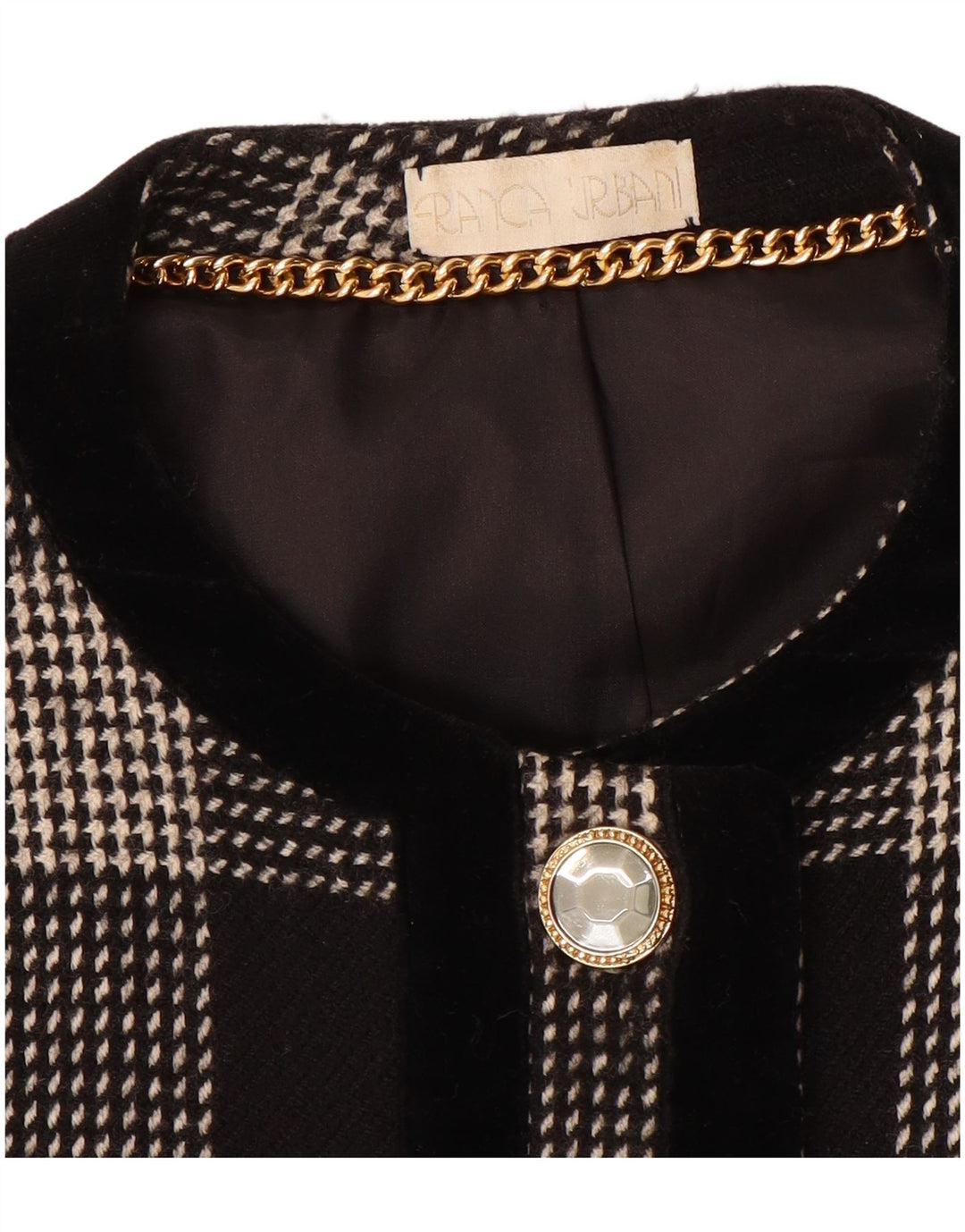 Vintage Damen 5-Knopf-Blazerjacke UK 14 Medium Black Houndstooth