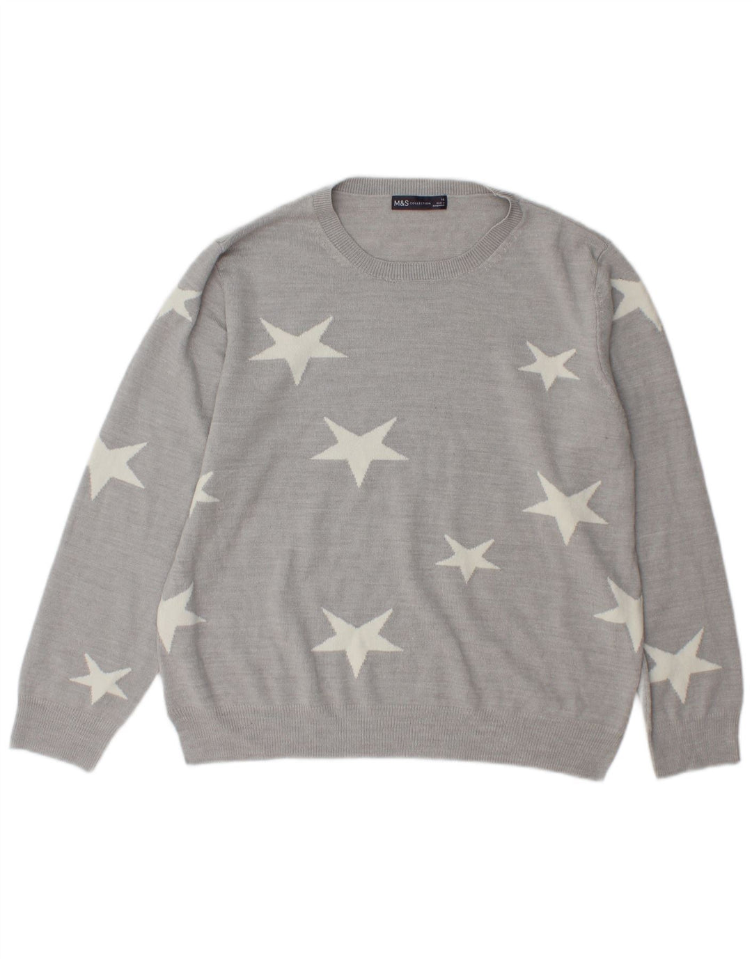 Marks & Spencer Damen-Pullover mit Rundhalsausschnitt, Gr. 40, Größe L, Grau