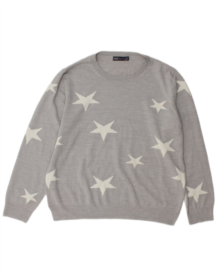 Marks & Spencer Damen-Pullover mit Rundhalsausschnitt, Gr. 40, Größe L, Grau