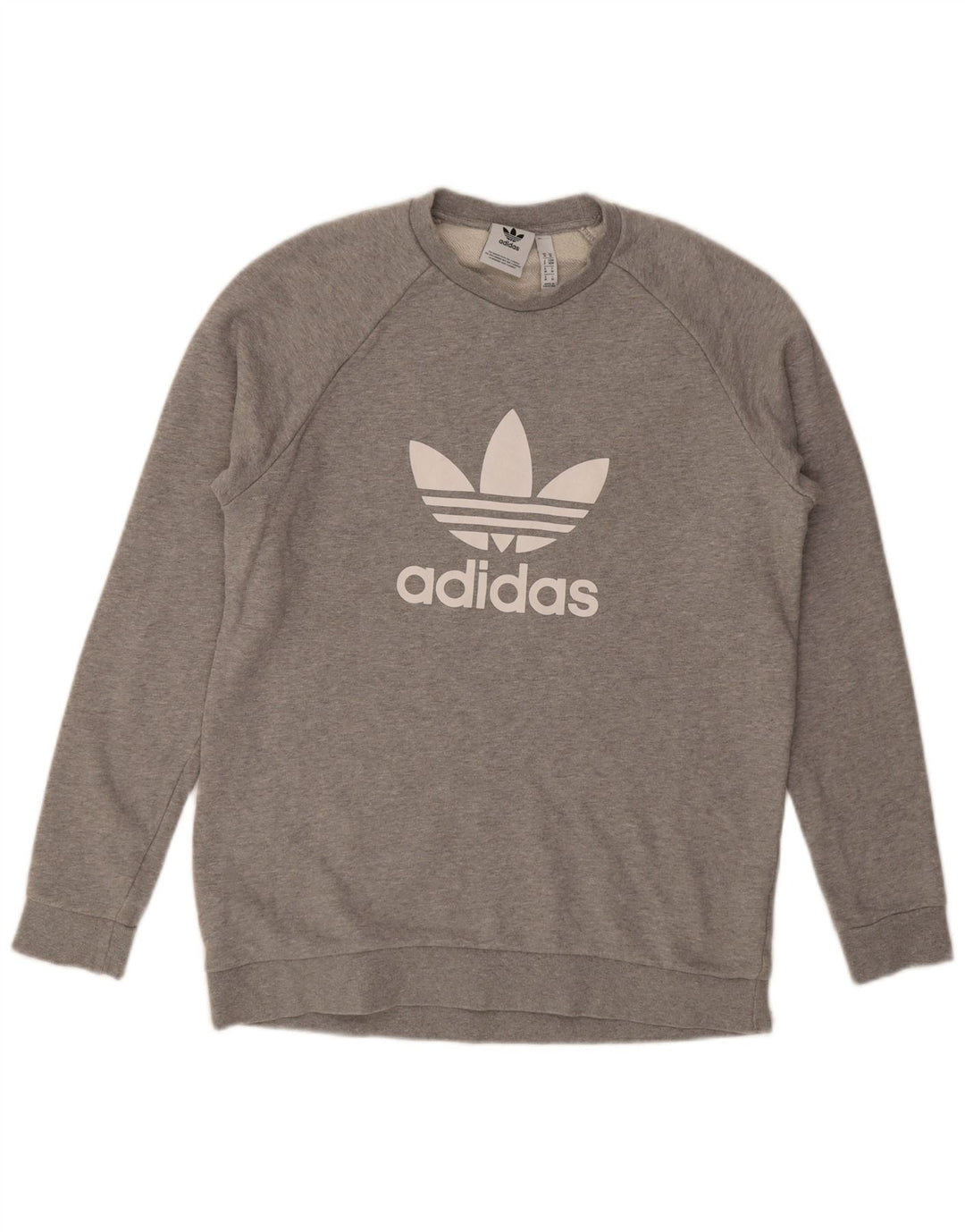Adidas Herren Grafik-Sweatshirt-Pullover aus mittelgrauer Baumwolle