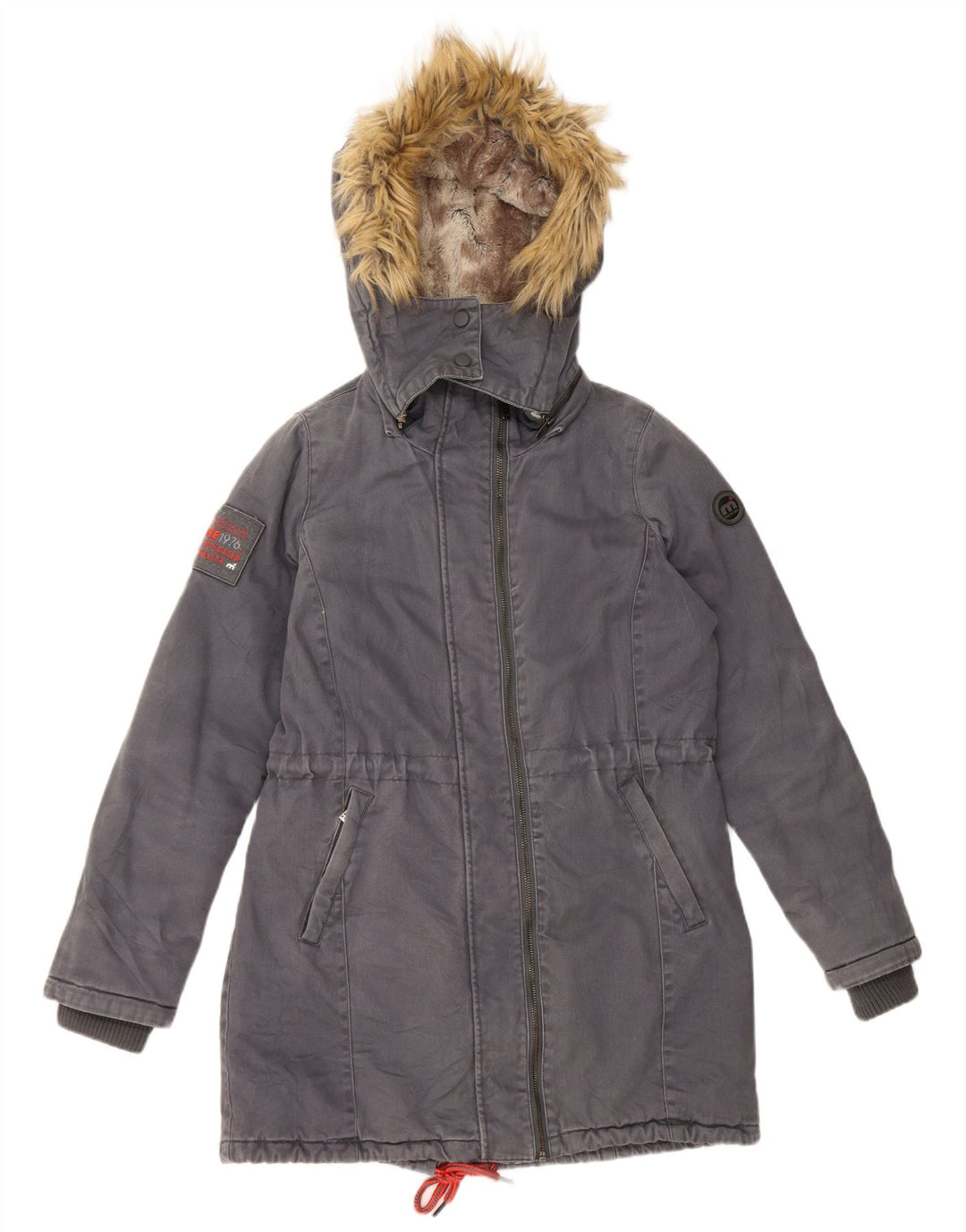 Mistral Damen-Parka-Jacke in Übergröße mit Kapuze, UK 10, Größe S, Grau, Baumwolle