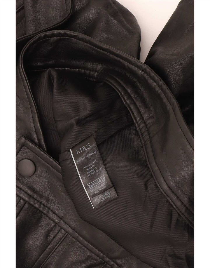Marks & Spencer Damen-Bomberjacke aus Kunstleder, Gr. 12, mittelschwarz