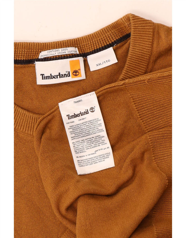 Timberland Herren-Pullover mit Rundhalsausschnitt, 2XL, braune Baumwolle