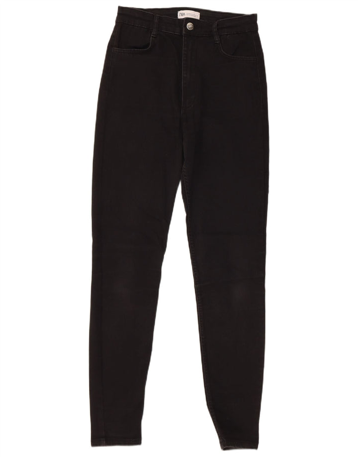 ZARA Damen Skinny Jeans EU 38 Small W28 L28 Schwarze Baumwolle